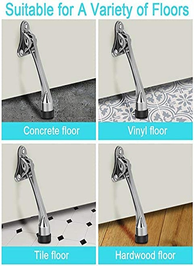 VIPMOON Door Stopper, VIPMOON 2 Pack Kick Door Stop, Door Holder Open, Metal Door Stopper, Kickdown Door Stoper with Soft Rubber Tip for Heavy Door, Garage Door, Wood Floor, Adjustable Height - Image 3
